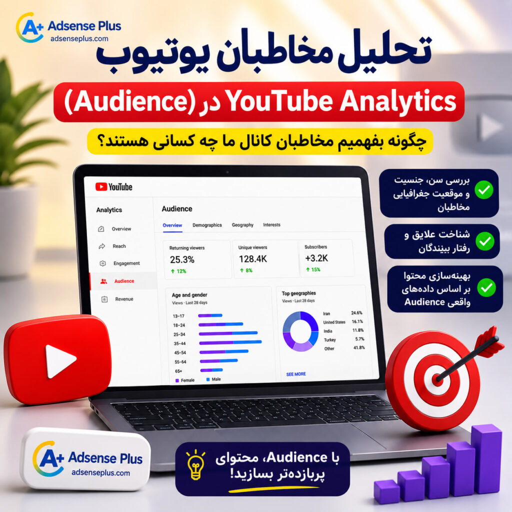 آموزش کامل بخش Audience در YouTube Analytics؛ مخاطبان کانال خود را بهتر بشناسید